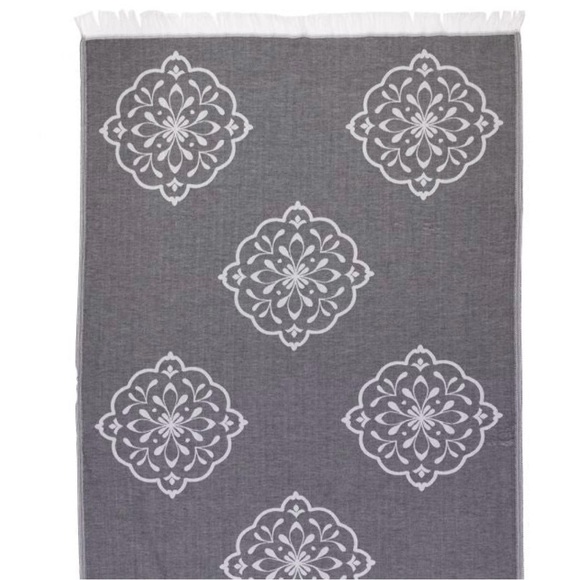 Medallion Pestamal Turkish cotton flatwoven towel black - Picture 1 of 5